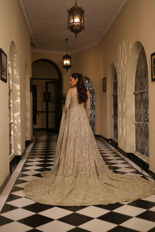 Elegant Soft Sage Green Pakistani Bridal Dress Set