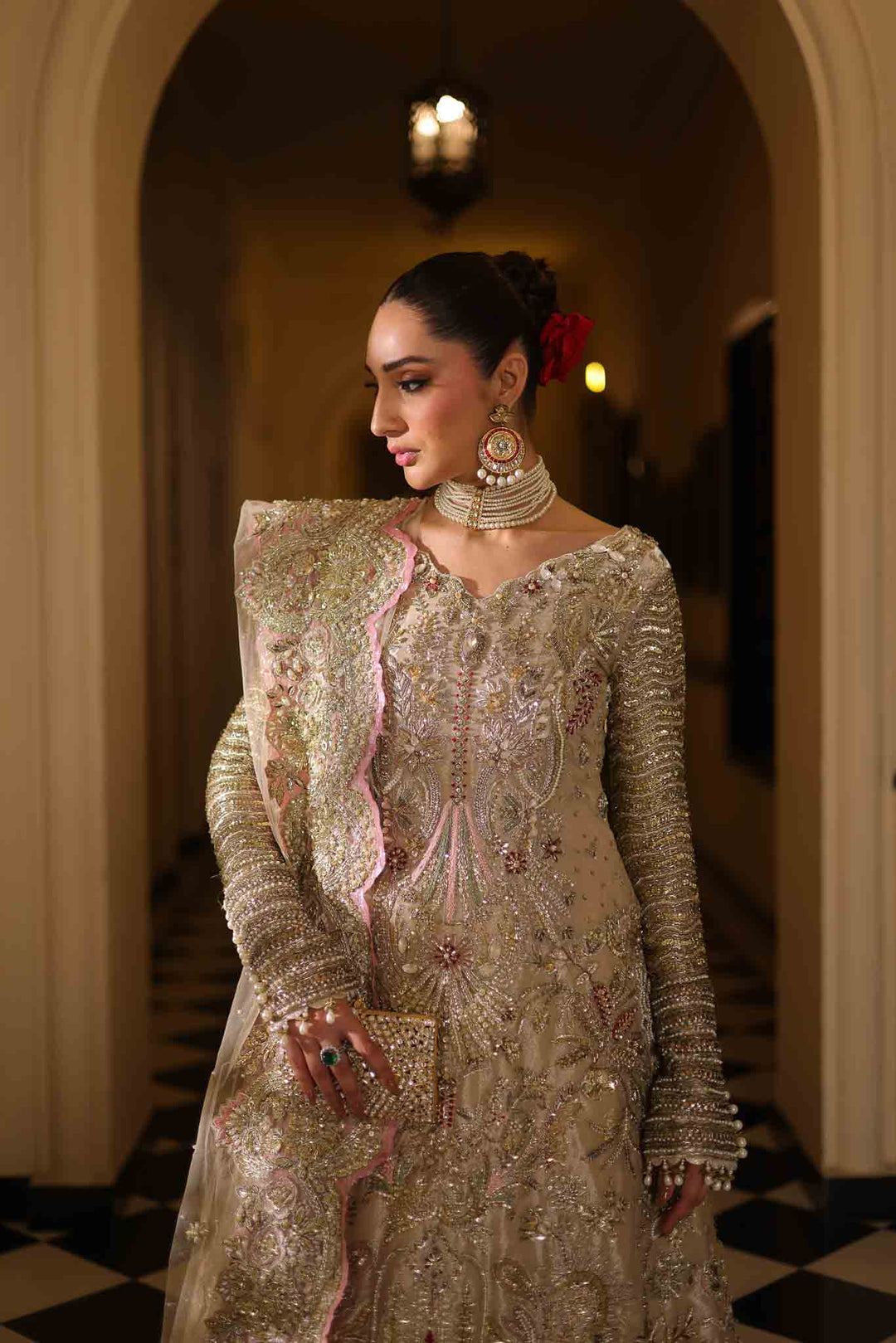 Elegant Champagne Pakistani Bridal Dress for Modern Brides