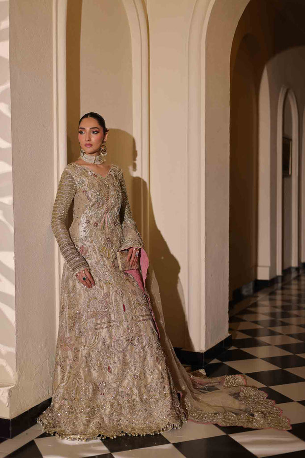 Elegant Champagne Beige Pakistani Bridal Dress for You