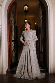 Elegant Icy Silver Pakistani Bridal Dress for Modern Brides