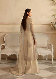 Embroidered Pakistani Wedding Dress in Beige Color