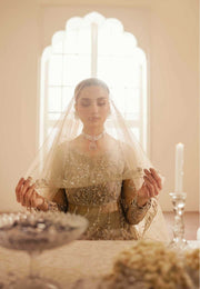Pakistani Designer Bridal Dress in Elegant Net & Silk
