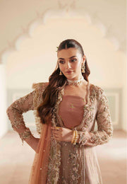 Elegant Peach Organza Pakistani Bridal Dress