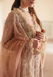 Elegant Peach Organza Pakistani Bridal Dress