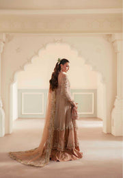 Elegant Peach Organza Pakistani Bridal Dress