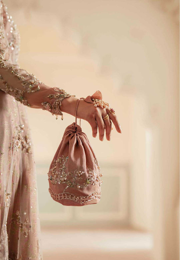 Elegant Peach Organza Pakistani Bridal Dress