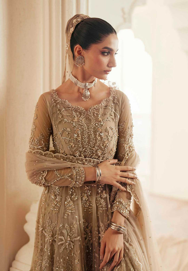 Pakistani Designer Bridal Dress in Elegant Net & Silk