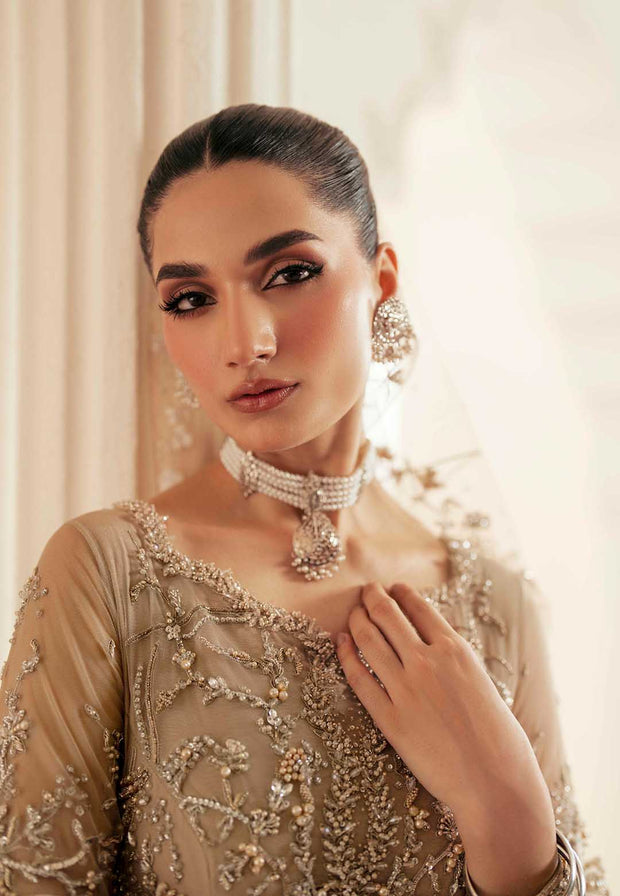 Pakistani Designer Bridal Dress in Elegant Net & Silk