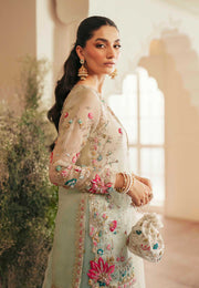 Pakistani Designer Bridal Dress in Off White & Ferozi