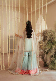 Pakistani Designer Bridal Dress in Off White & Ferozi