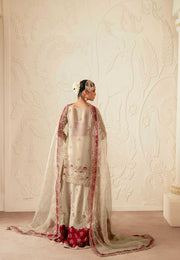 Pakistani Designer Bridal Dress in Maroon Organza and Silk