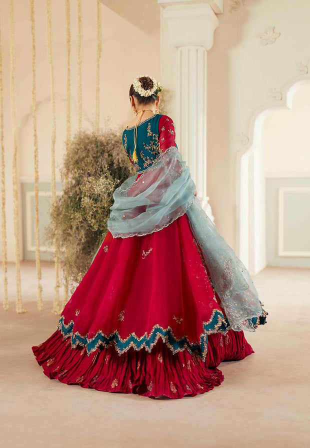 Pakistani Designer Bridal Dress in Organza and Silk