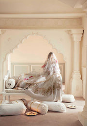 Elegant Ivory Net Pakistani Bridal Dress with Organza Details