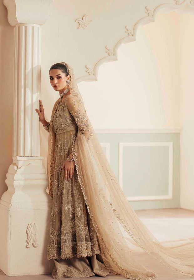 Pakistani Designer Bridal Dress in Elegant Net & Silk