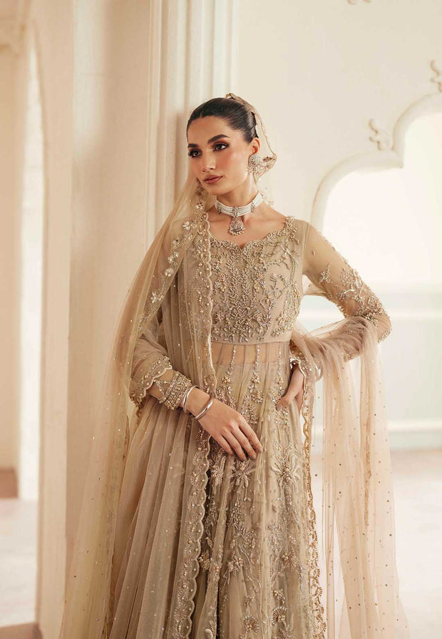 Pakistani Designer Bridal Dress in Elegant Net & Silk