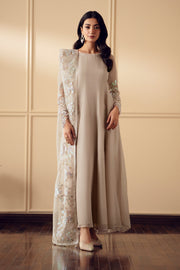 Ivory Embroidered Chiffon Shirt Set