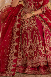 Fuchsia Red Pakistani Bridal Dress with Intricate Embroidery