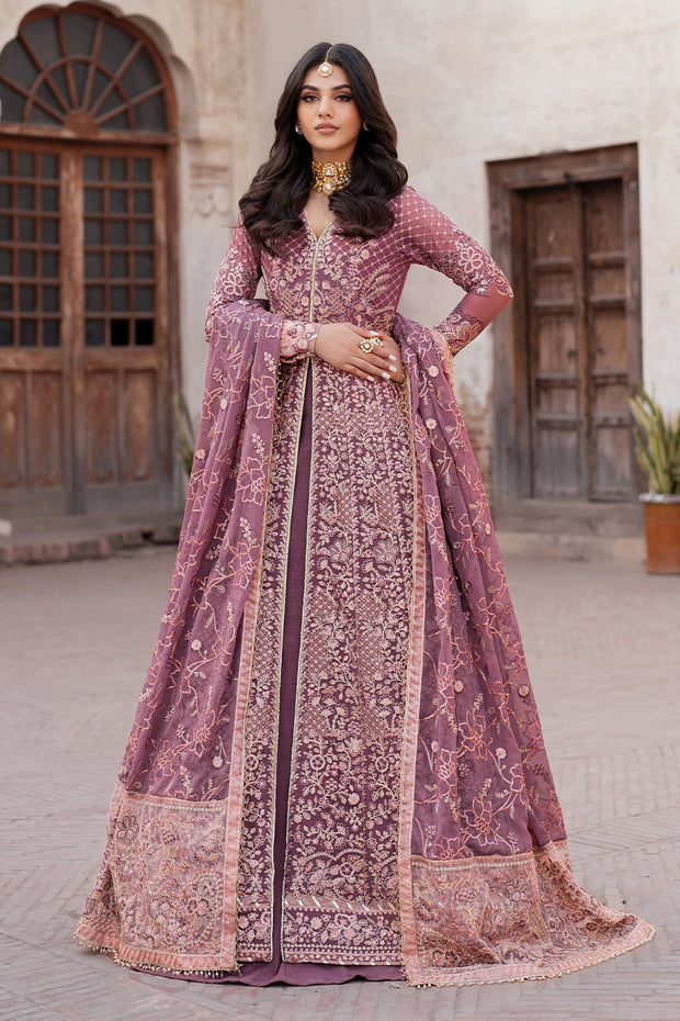 Elegant Peach Sequins Embroidered Chiffon Dress