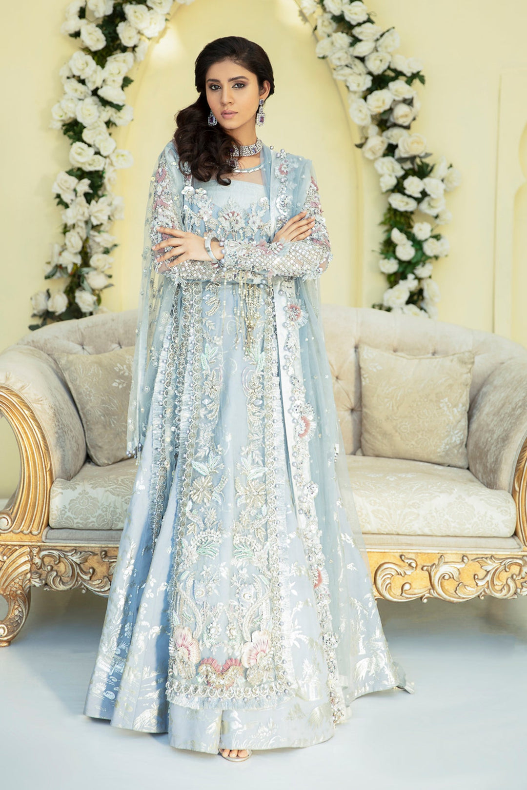 Stunning Silver Grey Pakistani Bridal Dress for Elegance