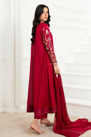 Embroidered Chiffon Gown With Shawl