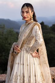 Dove White Pakistani Bridal Dress with Heavy Embellishments