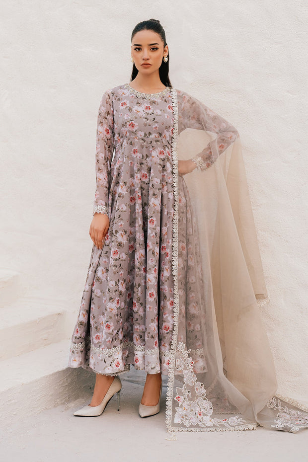 Chiffon Frock with Embellished Neckline