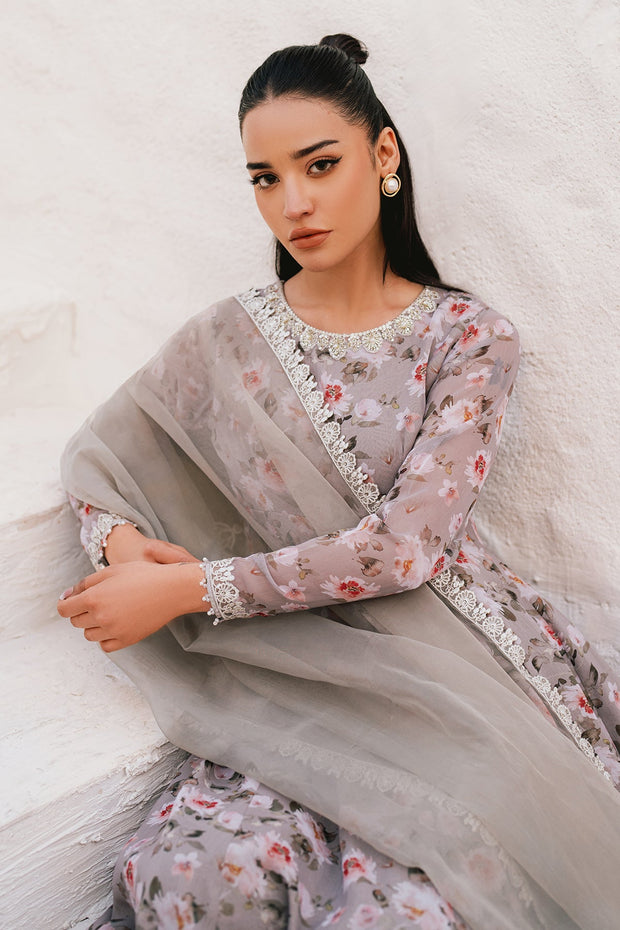 Chiffon Frock with Embellished Neckline