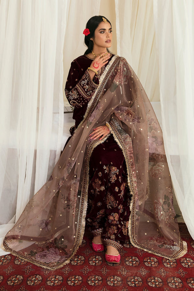 Elegant Velvet Dress with Dupatta
