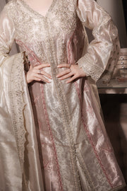 Silver Embroidered Tissue Ensemble Pakistani Party Dress