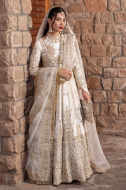 Dove White Pakistani Bridal Dress with Heavy Embellishments
