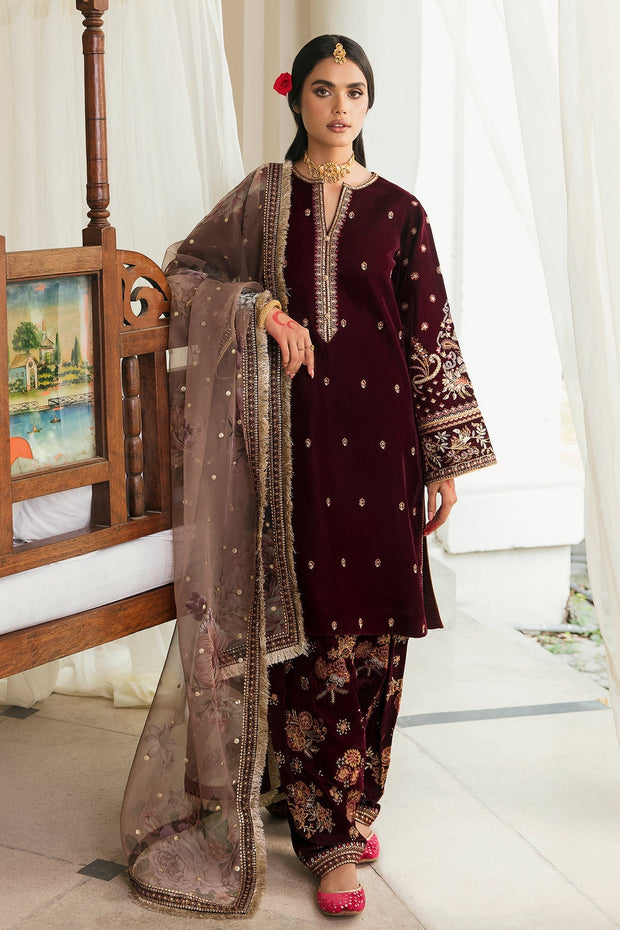 Embroidered Velvet Dress with Organza Dupatta Large Embroidered Velvet Dress with Organza Dupatta Large