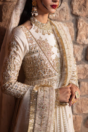 Dove White Pakistani Bridal Dress with Heavy Embellishments