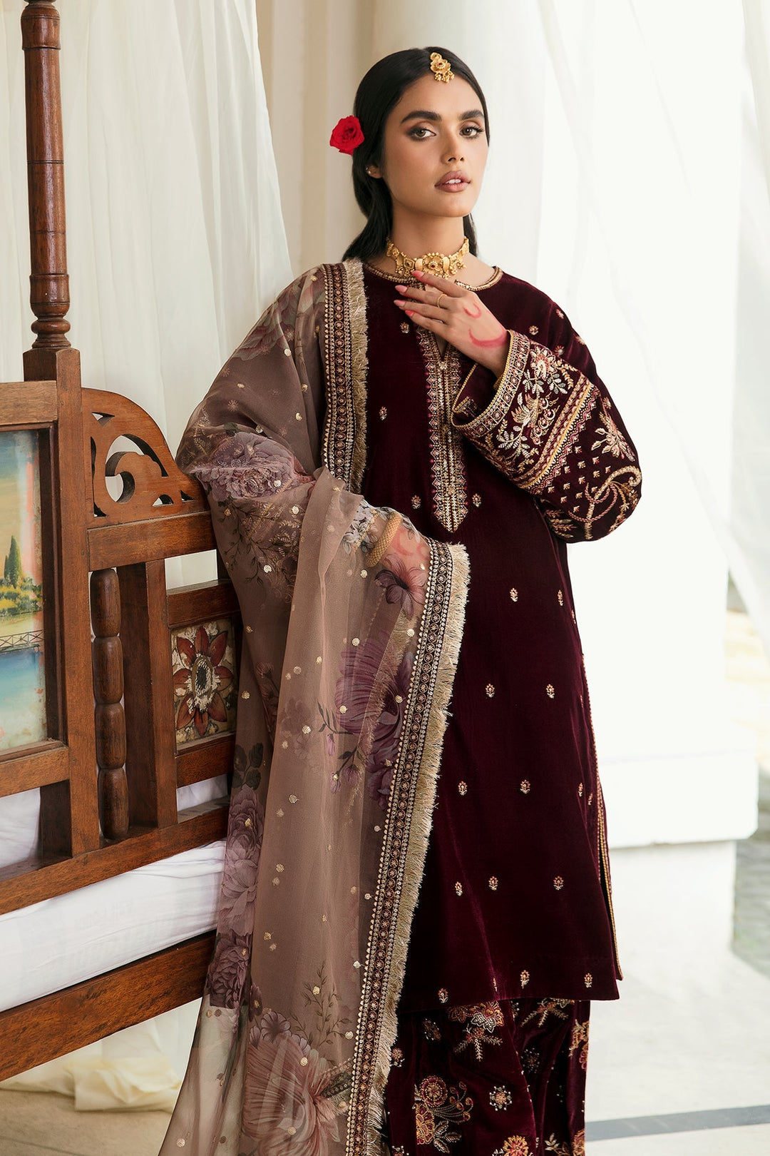 Regal Velvet Dress with Organza