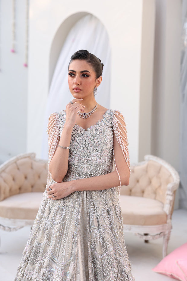 Elegant Silver Pakistani Bridal Dress for Celebrations
