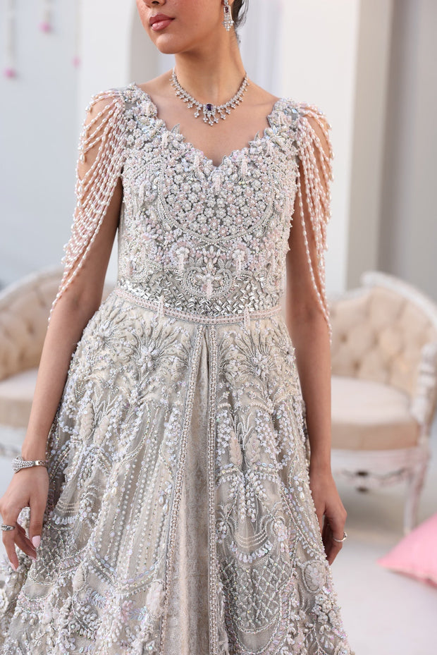 Elegant Silver Pakistani Bridal Dress for Celebrations