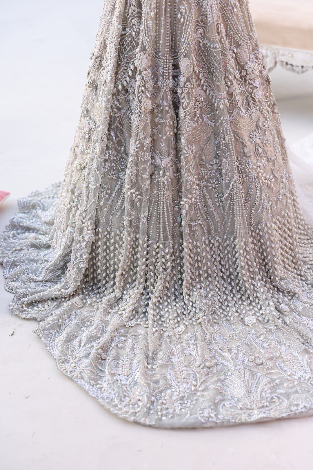 Elegant Silver Pakistani Bridal Dress for Celebrations