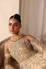Elegant Champagne Gold Pakistani Bridal Dress Ensemble