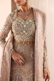 Elegant Soft Beige Pakistani Bridal Dress with Intricate Embroide