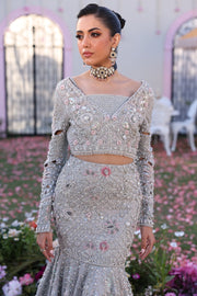 Elegant Silver Pakistani Bridal Dress for Formal Occasions