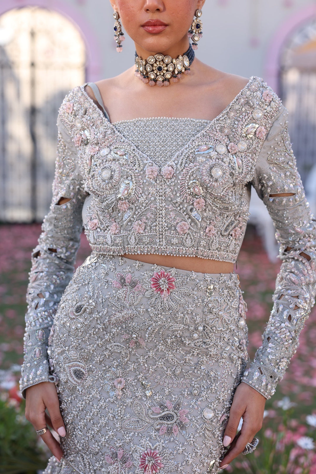 Elegant Silver Pakistani Bridal Dress for Formal Occasions