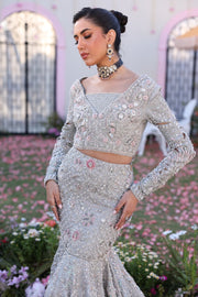 Elegant Silver Pakistani Bridal Dress for Formal Occasions