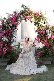 Exquisite Off-White Pakistani Bridal Dress with Embroidery