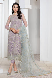 Lilac Sequins Embroidered Net Dress for Elegant Occasions