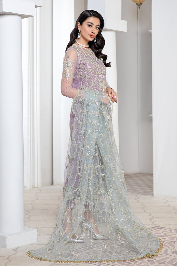 Lilac Sequins Embroidered Net Dress for Elegant Occasions