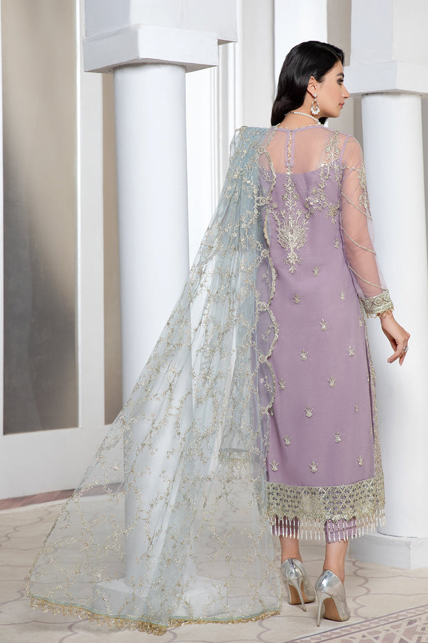 Lilac Sequins Embroidered Net Dress for Elegant Occasions