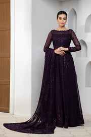 Dark Orchid Sequins Embroidered Chiffon Dress Set
