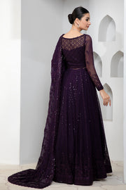 Dark Orchid Sequins Embroidered Chiffon Dress Set