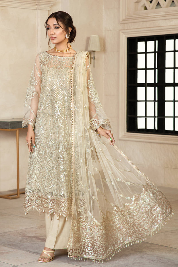 Elegant Sequins Embroidered Net Dress in Classic Color