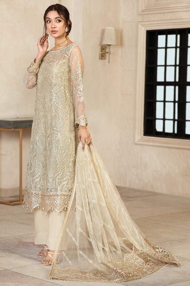 Elegant Sequins Embroidered Net Dress in Classic Color