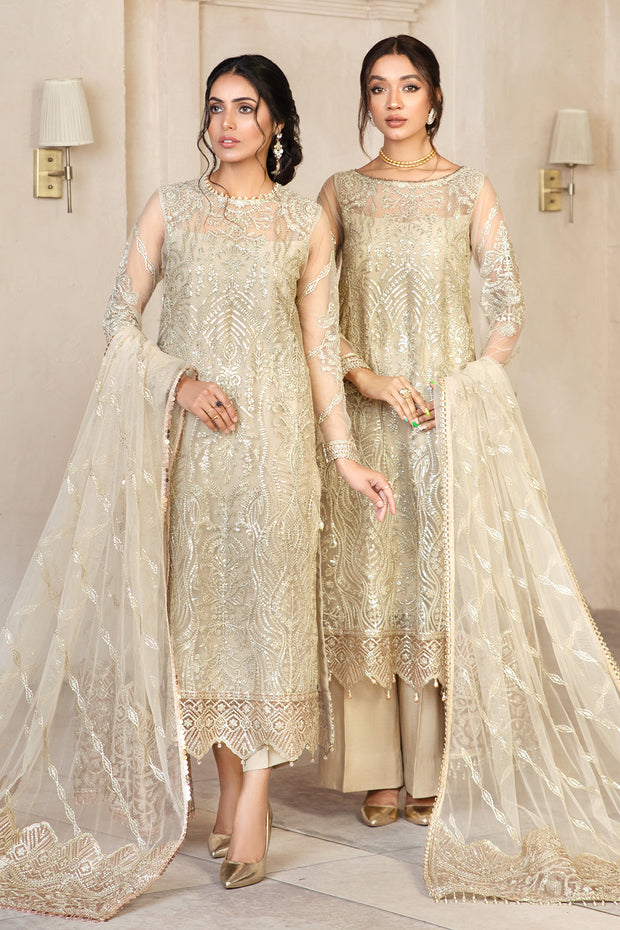 Elegant Sequins Embroidered Net Dress in Classic Color